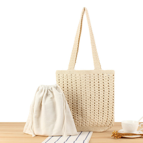 Braided Shopper Bag with Practical Inner Pouch Bowlift