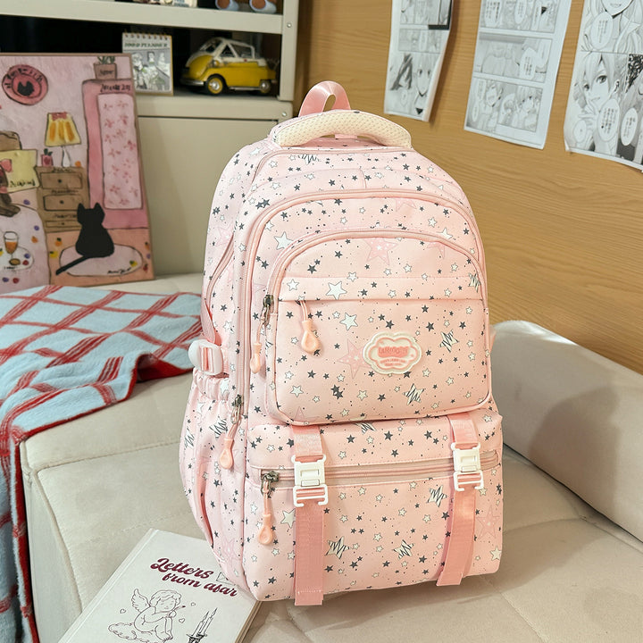 Trendy Star Print Multi-Compartment Backpack