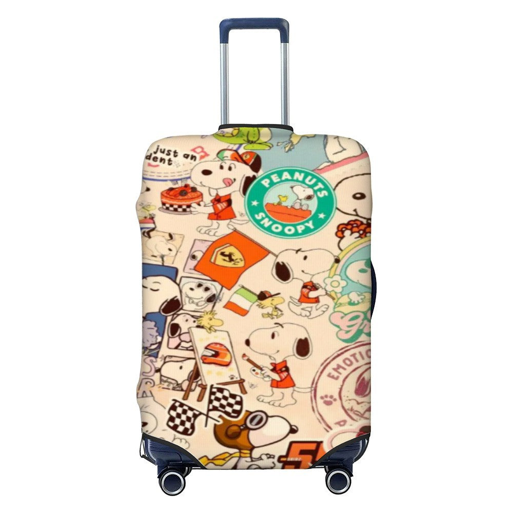 Unisex nano elastic suitcase cover with Snoopy comic motif, stretchy protective cover for trolley with four wheels Bowlift