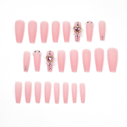Luxury Artificial Nail Set with Rhinestone and Pearl Decorations Bowlift