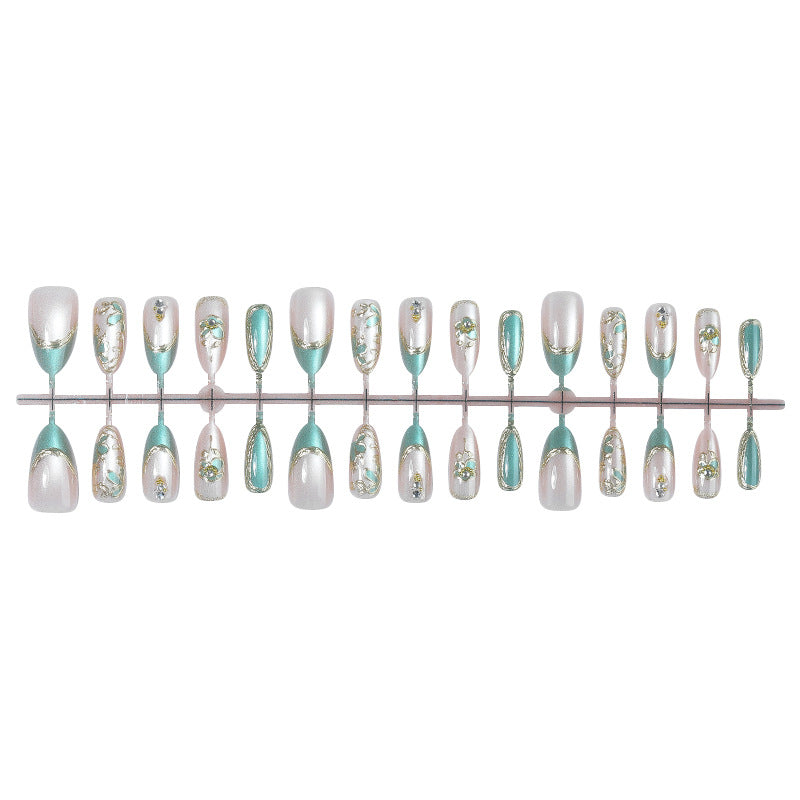 Decorative Floral Art Press-On Nail Set Bowlift