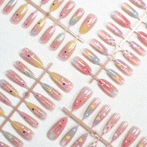 Colorful Patterned Press-On Nail Art Set Bowlift