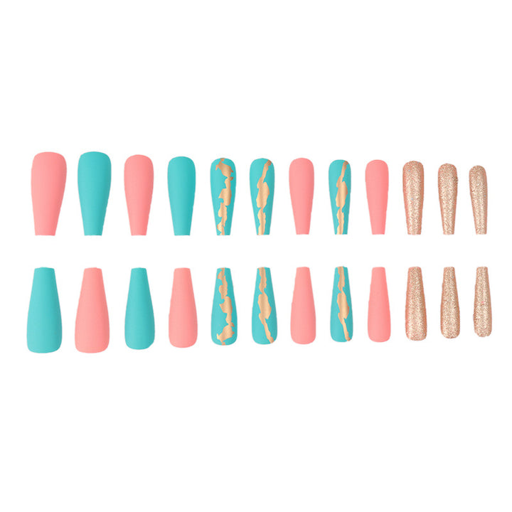 Stylish Long Stiletto Press-On Nails with Unique Matte and Glitter Finish Bowlift