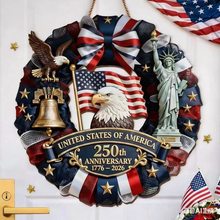Unisex nan more patriotic door wreath with eagle Statue of Liberty and flag motif Bowlift