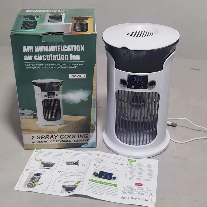 Unisex one size compact USB humidifying air circulation tower fan with LED display Bowlift