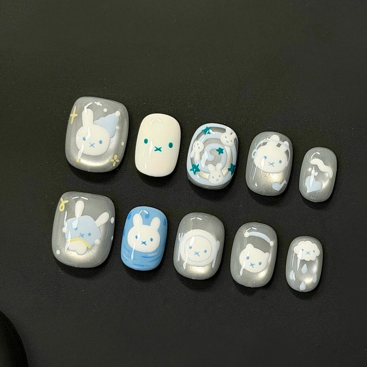 Cute Character Press-On Nail Art Set Bowlift