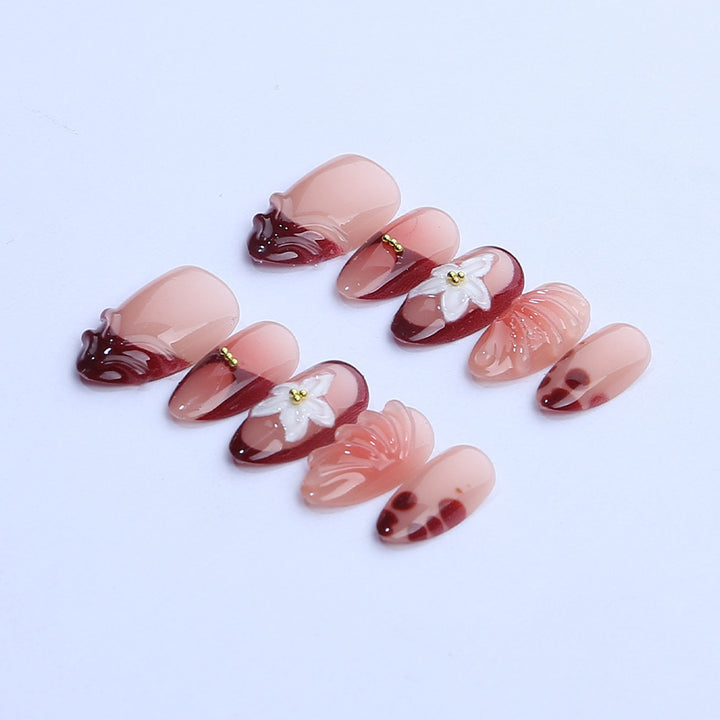 Elegant artificial nails with floral decor Bowlift