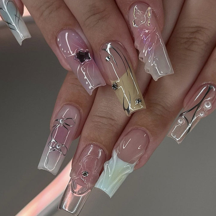 Gradient Press-On Nail Art Set Bowlift