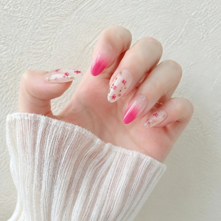 Artificial nails with delicate flower and ombre effect Bowlift