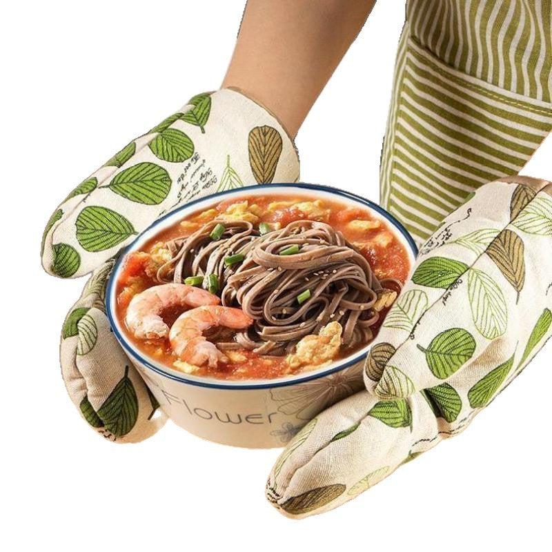 Heat-resistant cotton oven mitt with silicone grip and hanging loop Bowlift