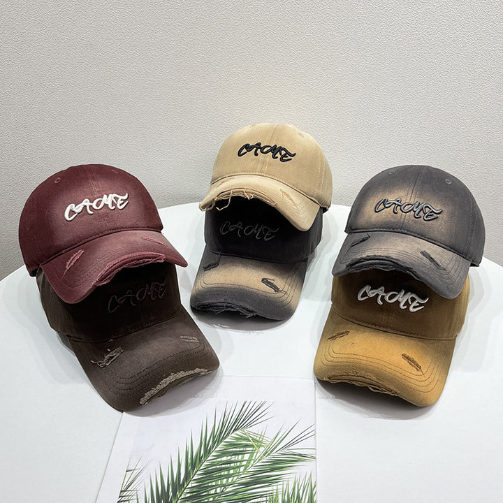 Men's Distressed Front Embroidered Baseball Cap Bowlift