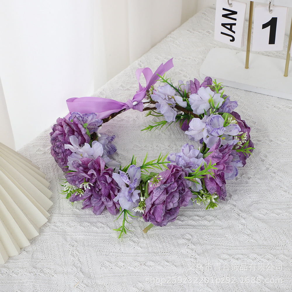 Handmade Romantic Artificial Flower Crown Headband for Bridal and Festival Bowlift