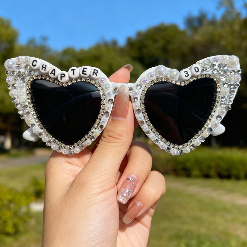 Heart-Shaped Pearl-Embellished Sunglasses Bowlift