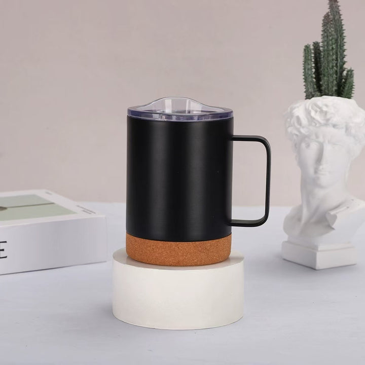 Ladies elegant coffee mug with cork bottom and transparent lid Bowlift