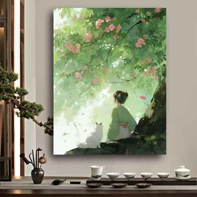 Whimsical Cat Watercolor Wall Art Bowlift