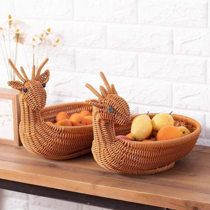 Decorative Animal Woven Basket Bowlift