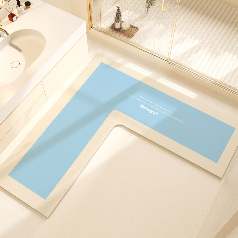 L-Shaped Soft Bath Mat Bowlift