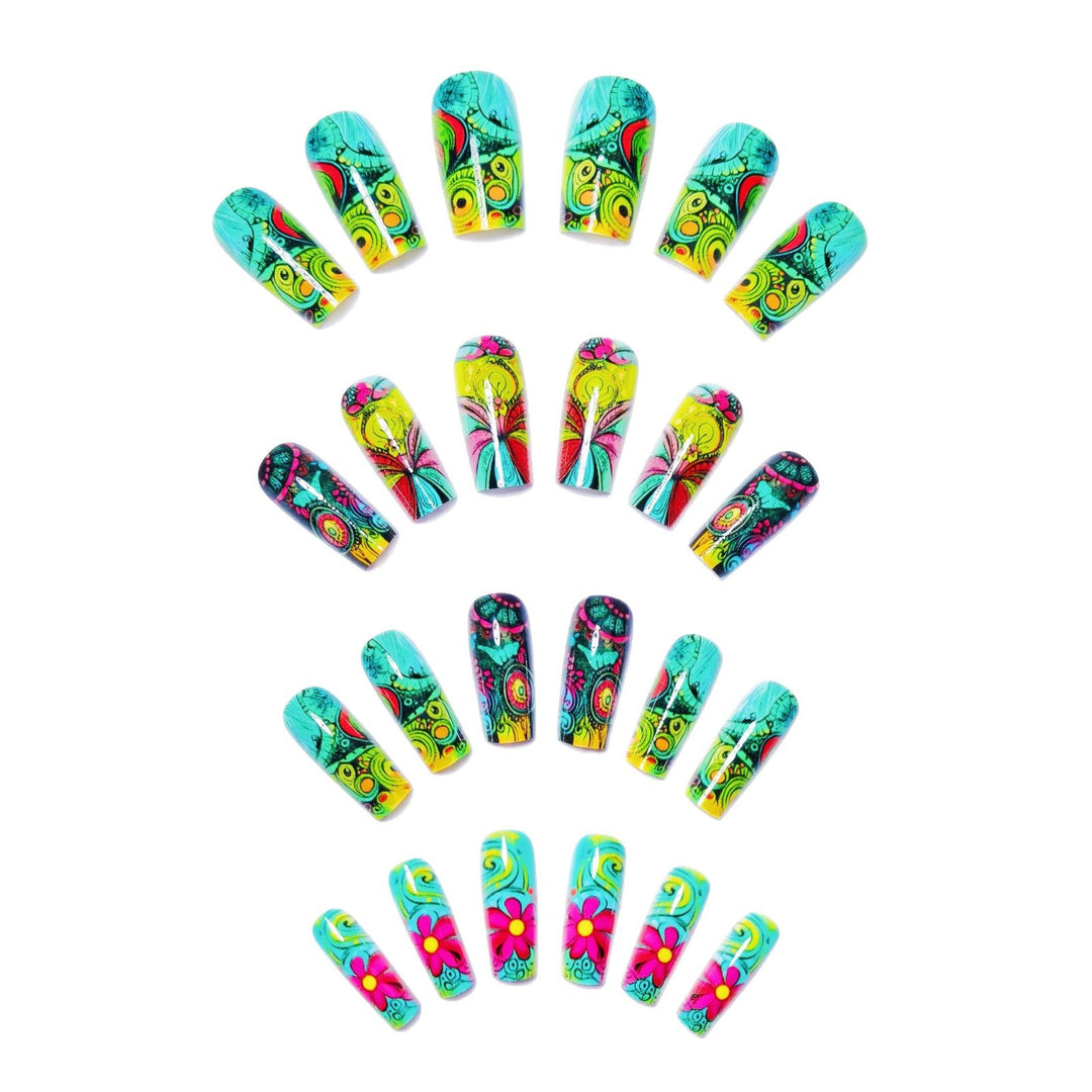 Creative Art Nails with Glowing Flower Design Bowlift
