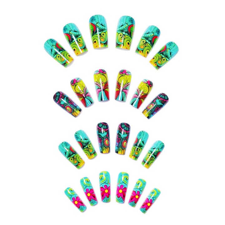 Creative Art Nails with Glowing Flower Design Bowlift