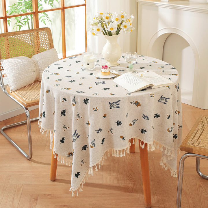 Embroidered Tassel Tablecloth