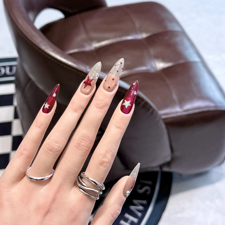 Star-Accent Press-On Nail Set Bowlift