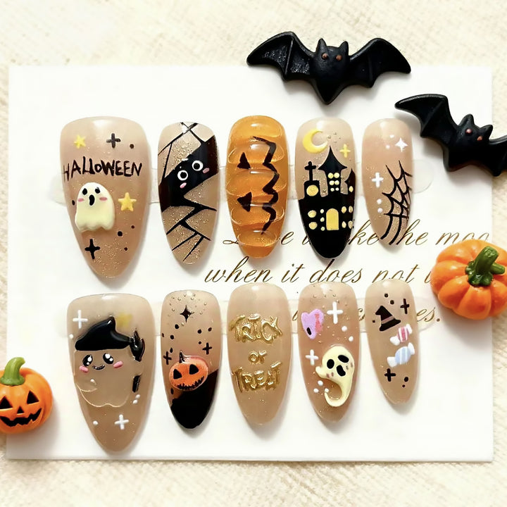 Halloween-Themed Press-On Nail Set Bowlift