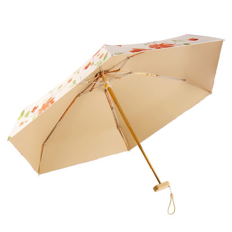 Ladies elegant folding umbrella with floral design and practical case Bowlift