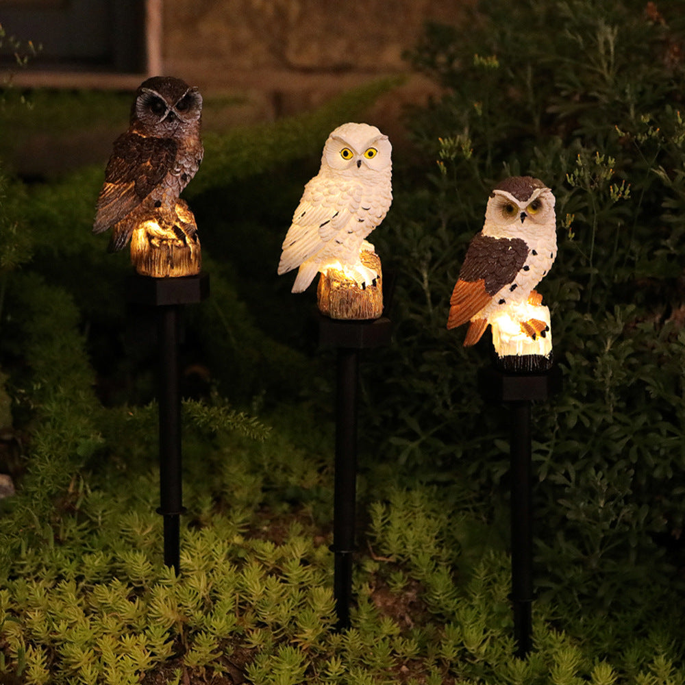 Solar-Powered Owl Garden Stake Light With Realistic Resin Perched Sculpture And Automatic Dusk-To-Dawn LED Bowlift