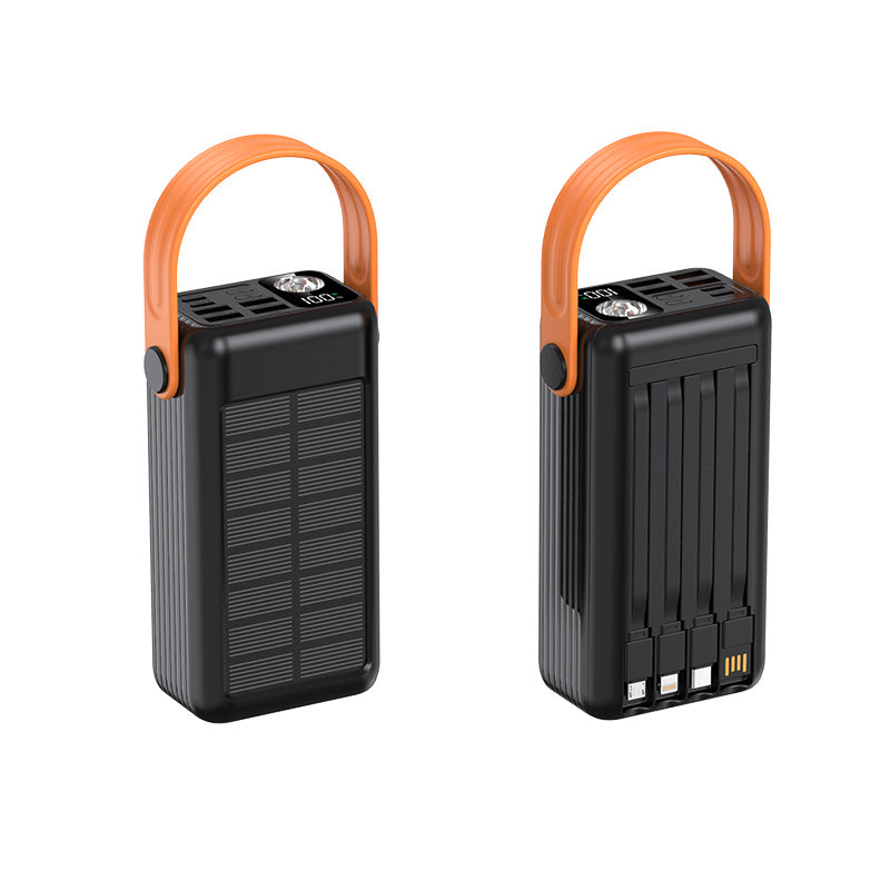 Portable Solar Power Bank with Integrated Cable Management and LED Display Bowlift
