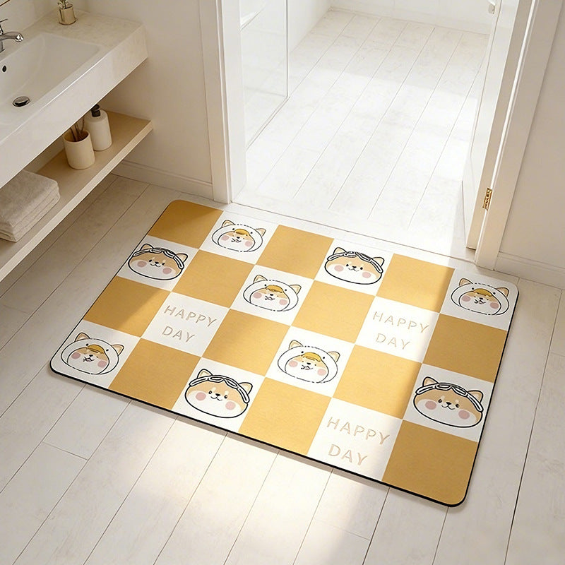 Cute Cartoon Pet-Themed Bath Mat Bowlift
