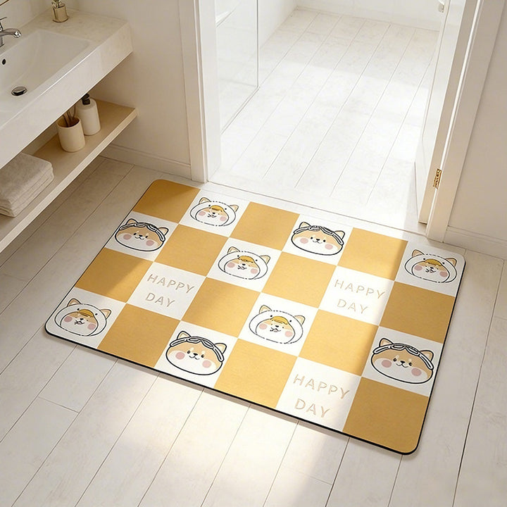 Cute Cartoon Pet-Themed Bath Mat Bowlift