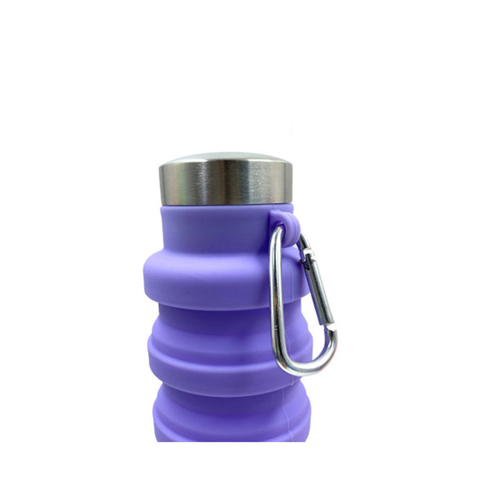 Women practical and compact silicone drinking bottle with carabiner and stainless steel cap Bowlift
