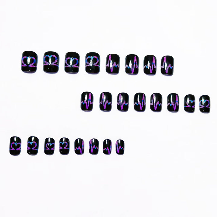 Artificial nail set with heart and EKG motif Bowlift
