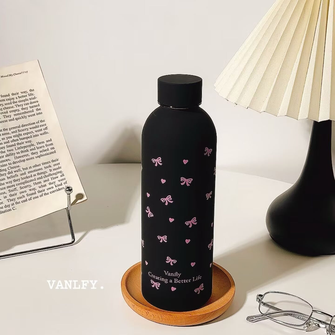 Women's Insulated Drinking Bottle with Creative Bow Motif Bowlift