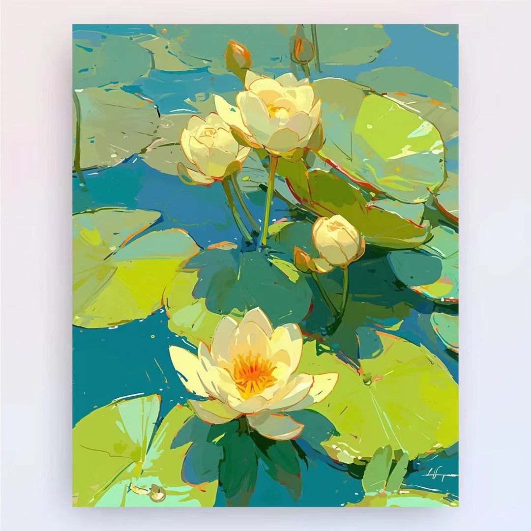 Contemporary Lotus Floral Canvas Art Print Bowlift