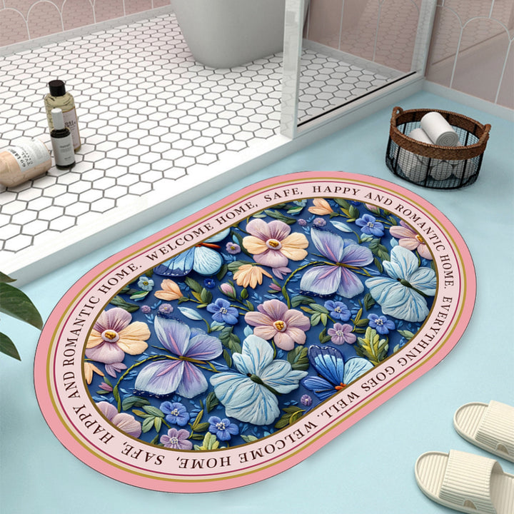 Floral Design Bath Mat Bowlift