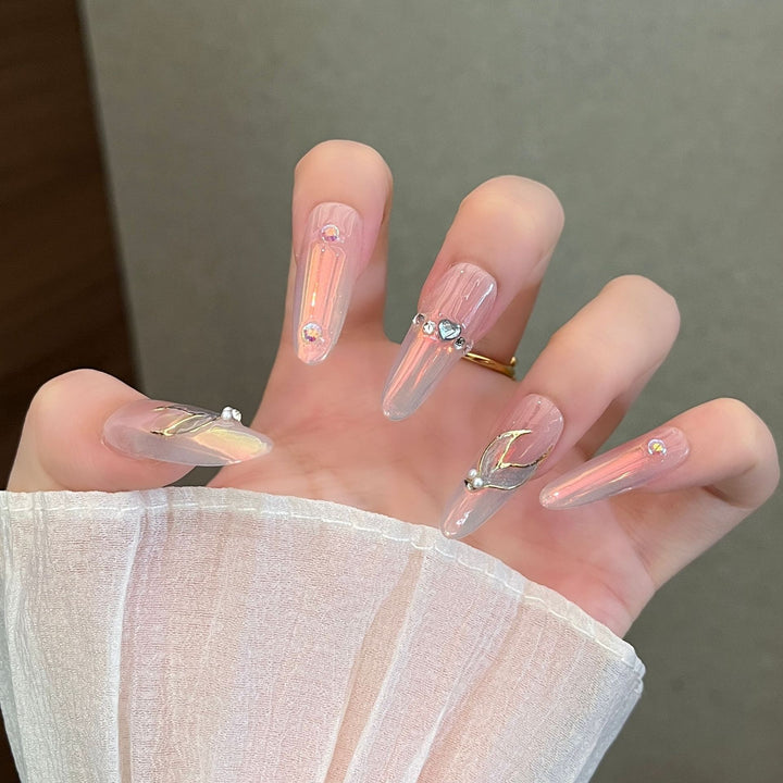Glamorous Crystal-Studded Stiletto Press-On Nails Bowlift