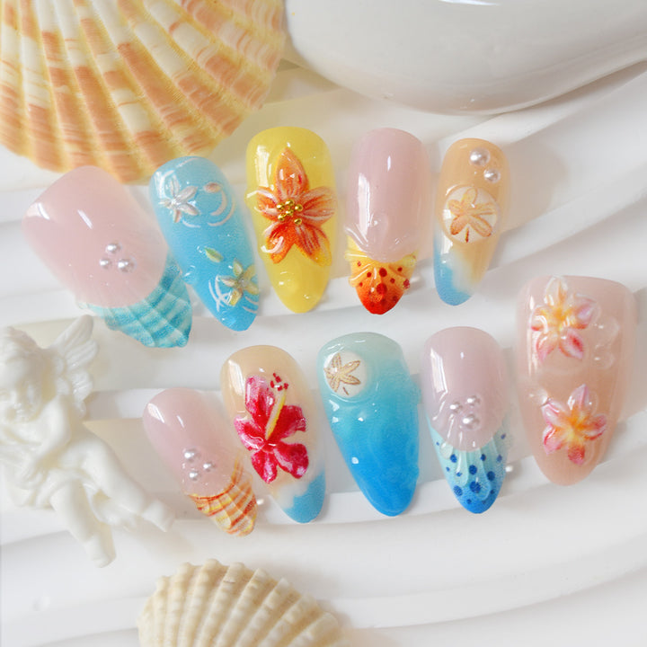 Tropical-Themed 3D Press-On Nails Bowlift