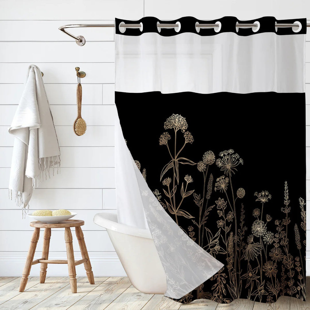Artistic Floral Shower Curtain Bowlift