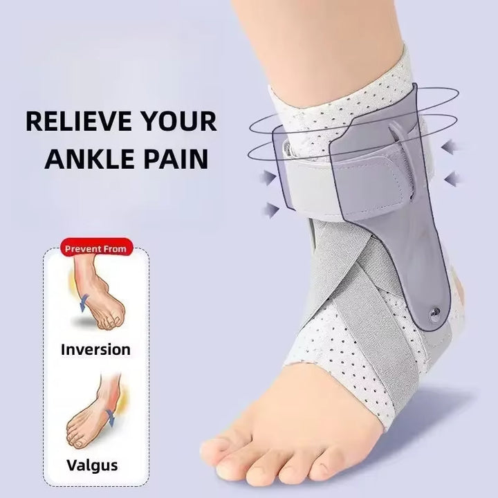 Adjustable Breathable Ankle Brace with Rigid Dorsal Splint and Cross-Strap Compression Bowlift