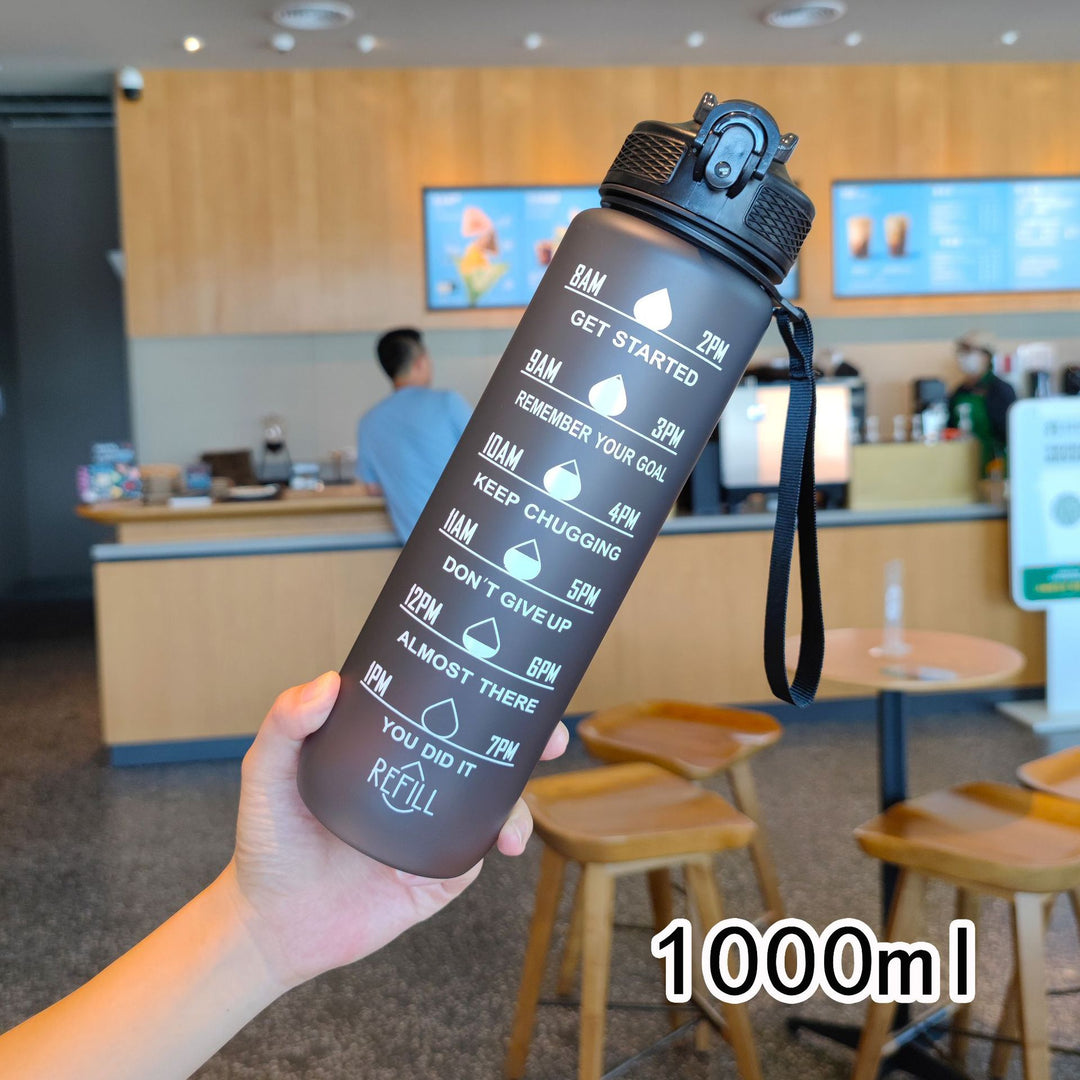 Ladies motivating water bottle with time markings Bowlift