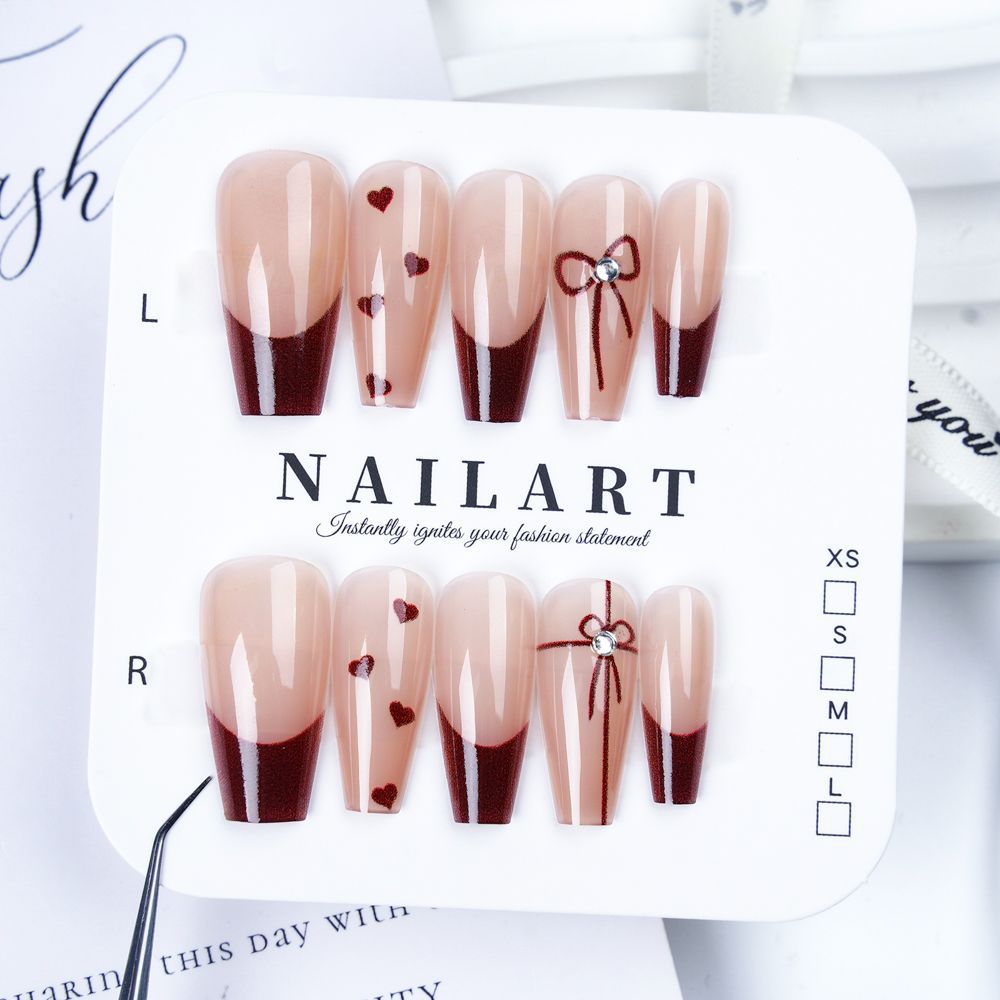 Artistic Press-On Nail Set with Cute Character Designs Bowlift
