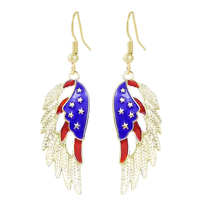 Women's nan patriotic horseshoe enamel dangle earrings with star-accented design and fishhook findings Bowlift