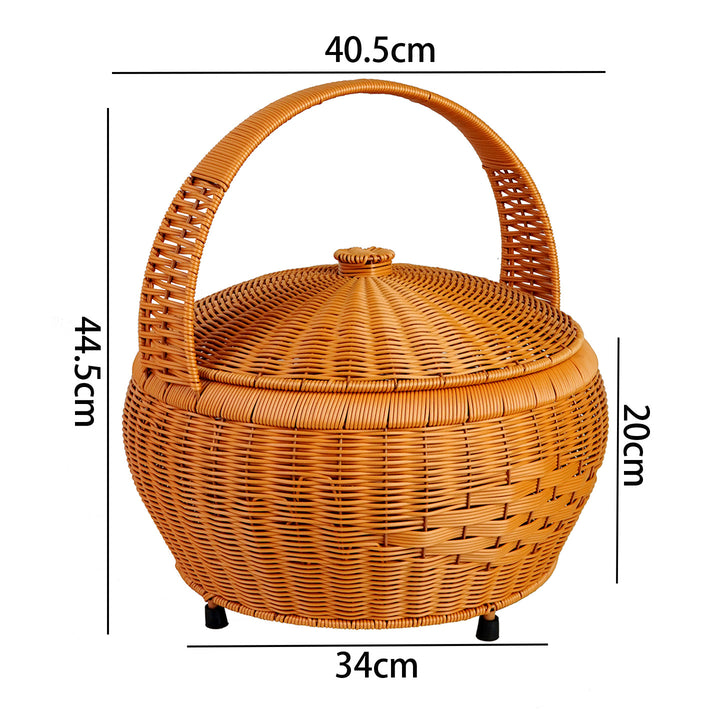 Women's Handcrafted Storage Basket with Lid and Carry Handle Bowlift