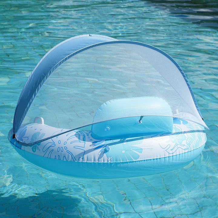 Unisex Inflatable Comfort Pool Lounger with Headrest Bowlift