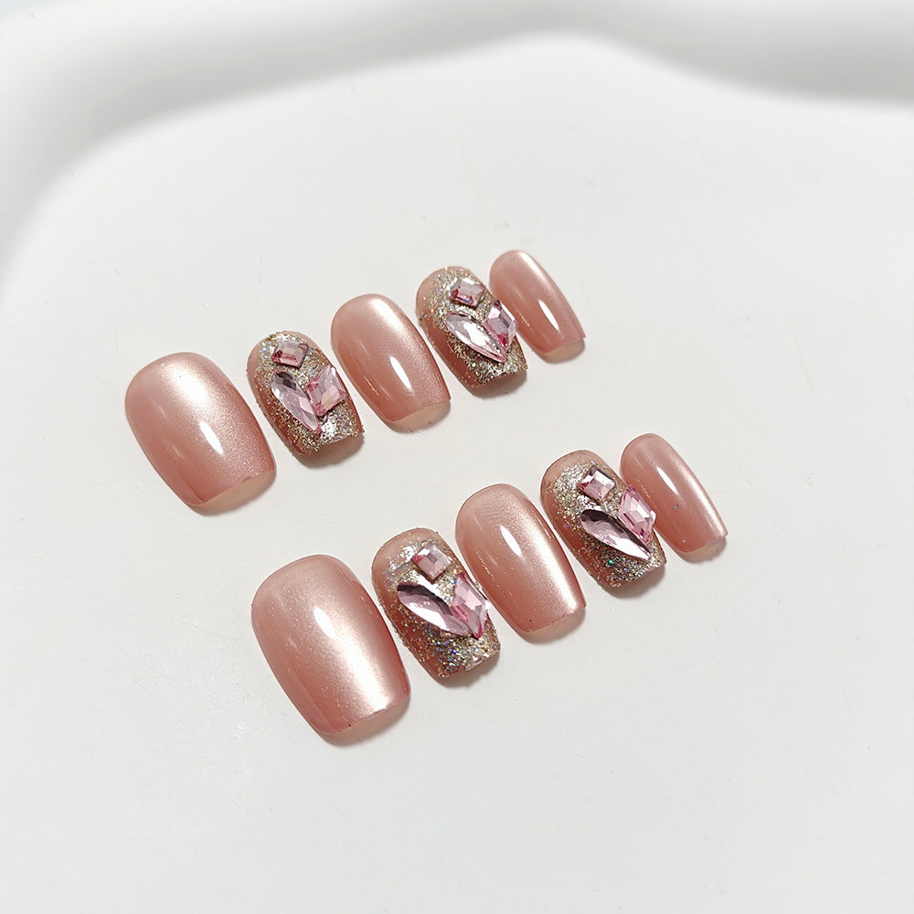 Artificial nails with glitter and crystal accents Bowlift