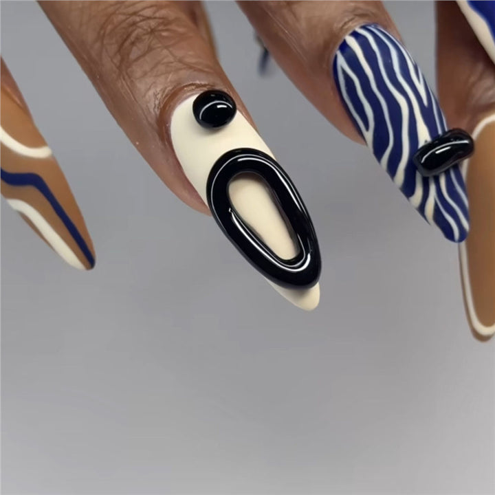Artistic Abstract Pattern Press-On Nail Extensions Bowlift