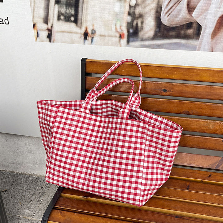 Stylish Checked Utility Tote Bag Bowlift