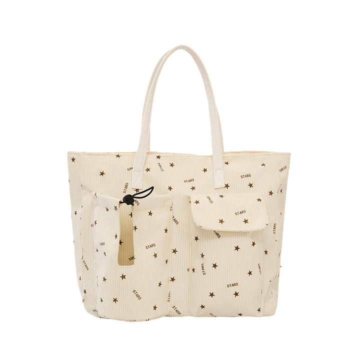 Stylish Star Patterned Cotton Tote Bag Bowlift