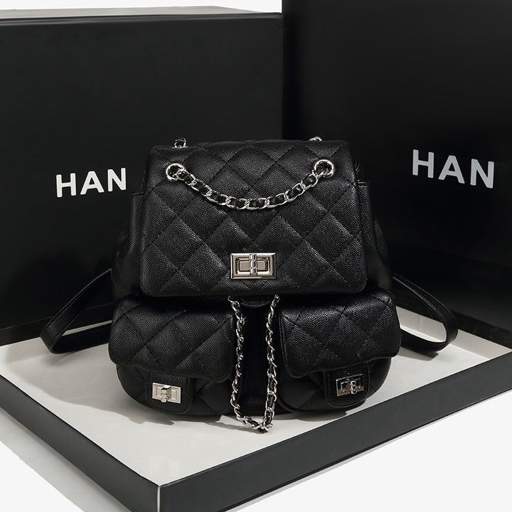 Quilted Multi-Compartment Backpack Handbag